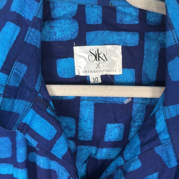 Sika Anthropologie Romper Sz 10 Geometric Blue Jumpsuit Belt Resort - Picture 5 of 8